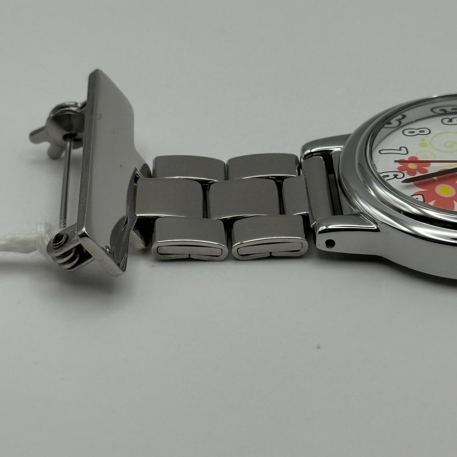 Lorus Ladies Quartz Fob Nurse Watch Floral Dial Steel Japan Working 29mm