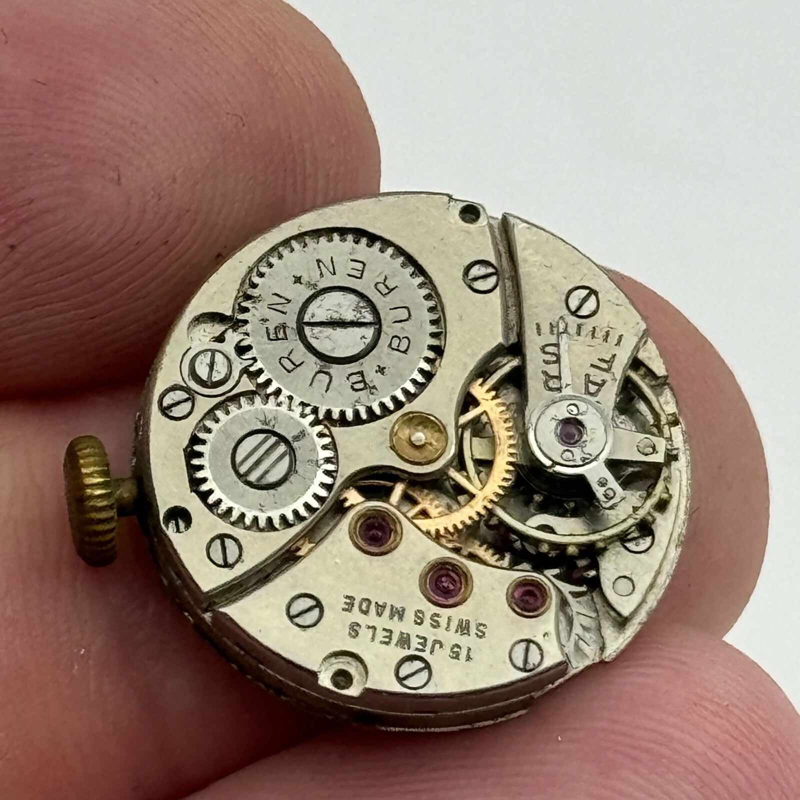 19.6mm Running Buren Cal 355 Manual Wind Swiss Watch Movement Vintage PARTS