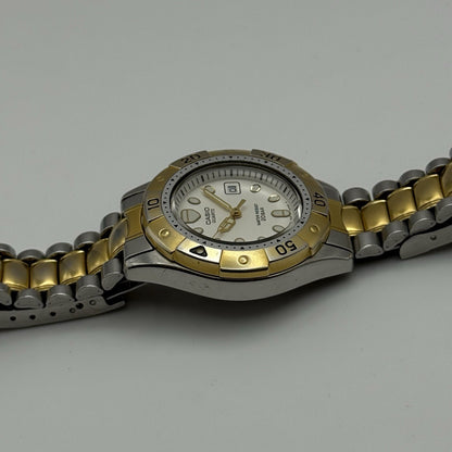 31mm Working Vintage Rare Casio LD-721 Two Tone Date 20Bar Quartz Watch 6 Inches