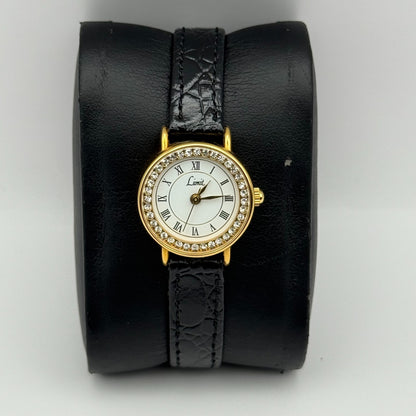 Limit Ladies Quartz Watch White Dial Crystal Accents Leather Strap Working 22mm