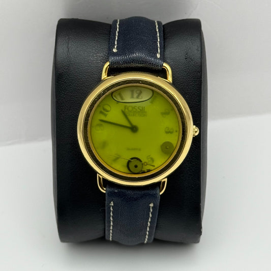 Fossil Collection Quartz Watch Black Leather Strap 34mm PARTS REPAIR