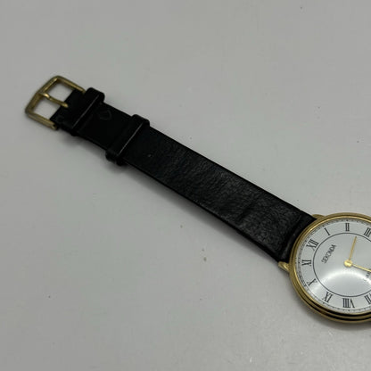 31mm Working Sekonda Quartz Gold Plated Leather Strap Quartz Watch New Battery