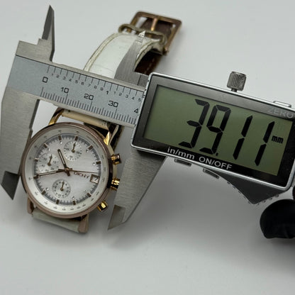 DKNY Chronograph Watch Mother Of Pearl Quartz Leather NY-4578 Date Dial 36mm