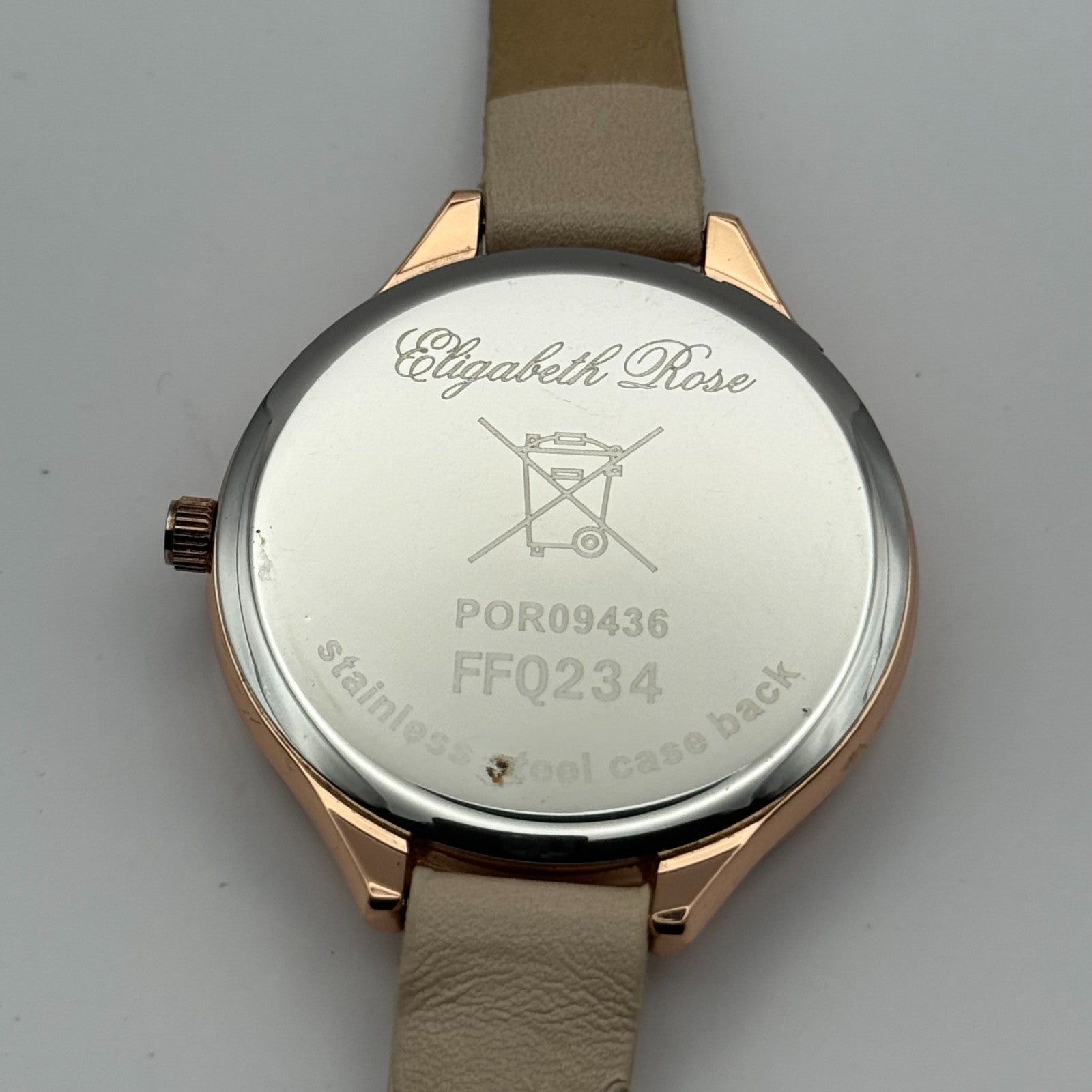 Elizabeth Rose Ladies Quartz Watch Floral Dial Rose Gold Tone Working 36mm