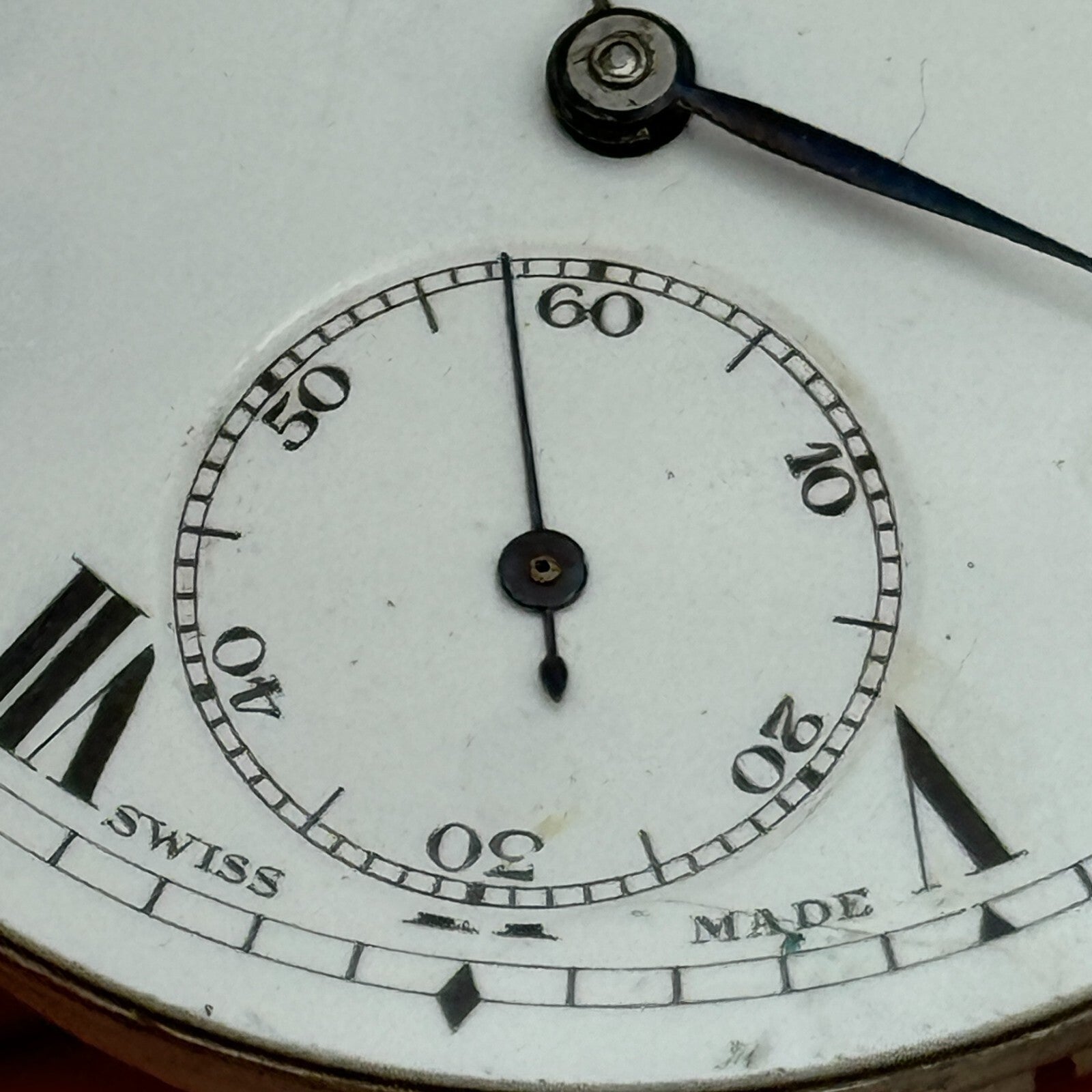 42.9mm Vintage 15 Jewels Swiss Hunter Pocket Watch Movement Dial And Hands PARTS