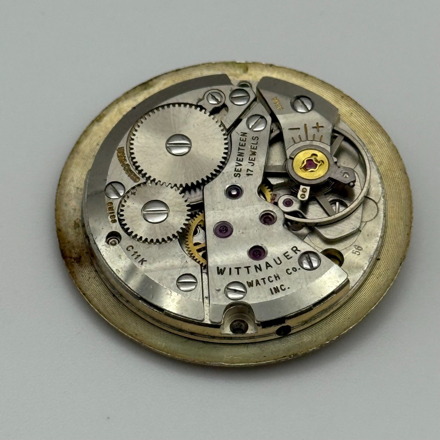 30.6mm Vintage Wittnauer C11K Manual Wind Watch Movement Swiss PARTS REPAIR