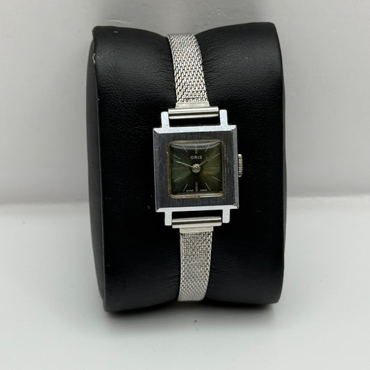 20mm 1970s Vintage Oris Green Dial Ladies Engraved Manual Wind Watch PARTS