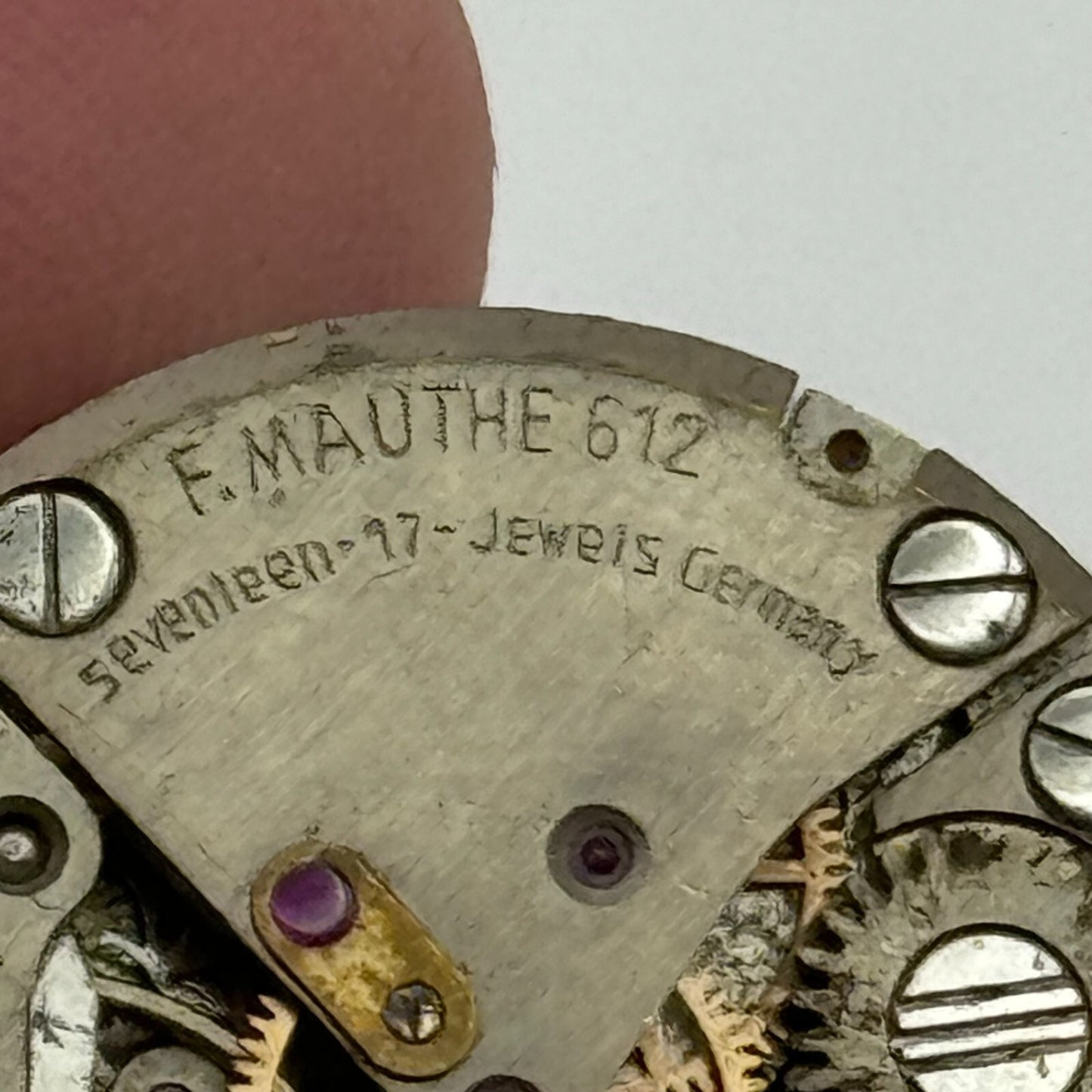 23.8mm F.Mauthe 612 German Manual Wind 17 Jewels Watch Movement Vintage PARTS