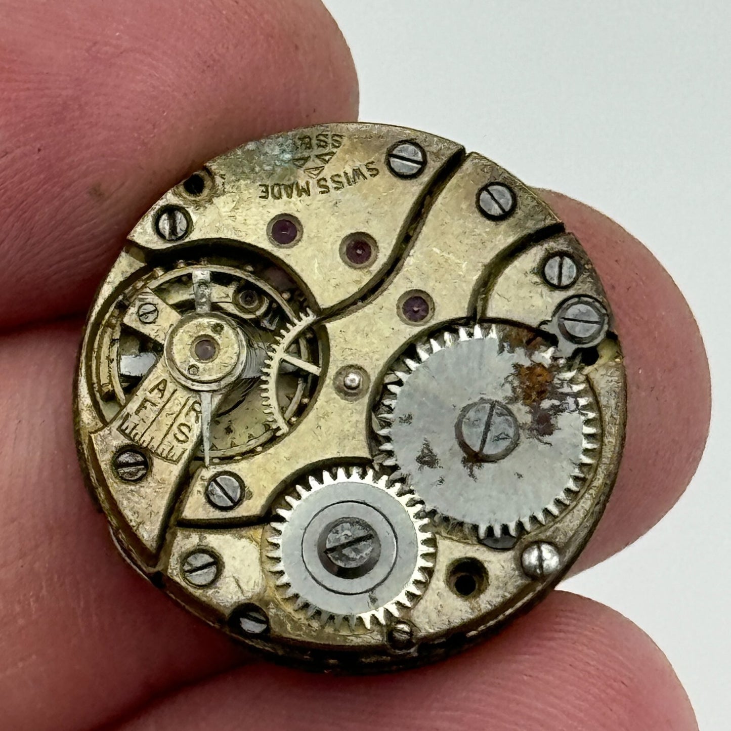 22.6mm Stauffer S S & Co Manual Wind Trench Watch Movement Swiss Vintage PARTS