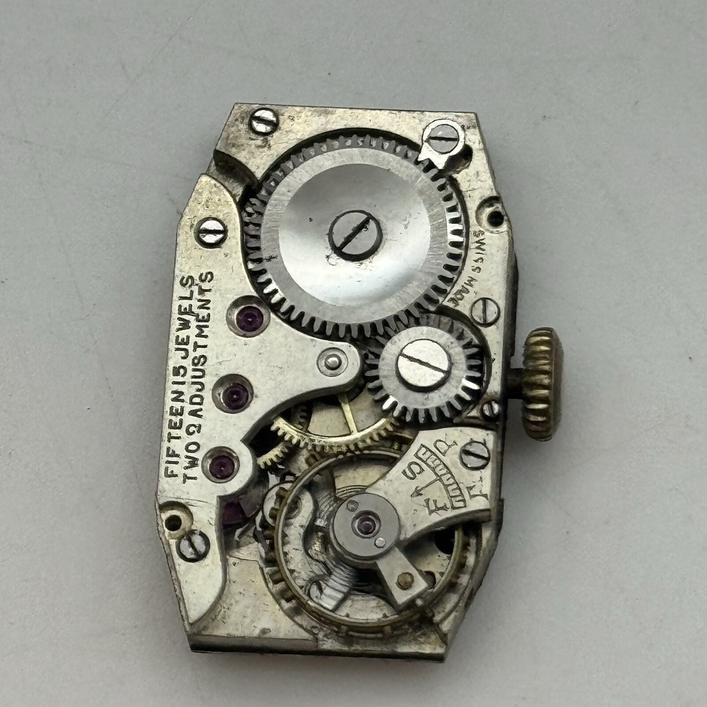15.1mm Running Art Deco Tank Watch Movement Dial Hands Restoration Repair Parts