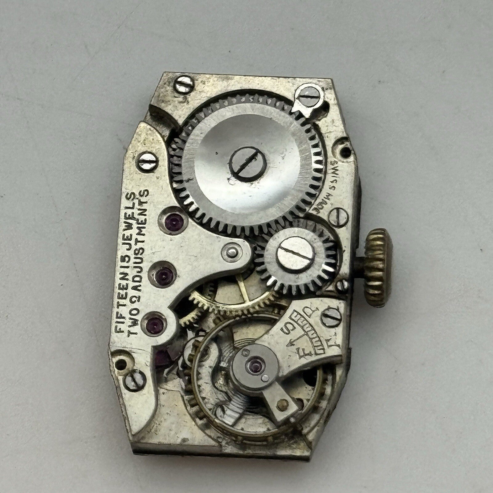 15.1mm Running Art Deco Tank Watch Movement Dial Hands Restoration Repair Parts