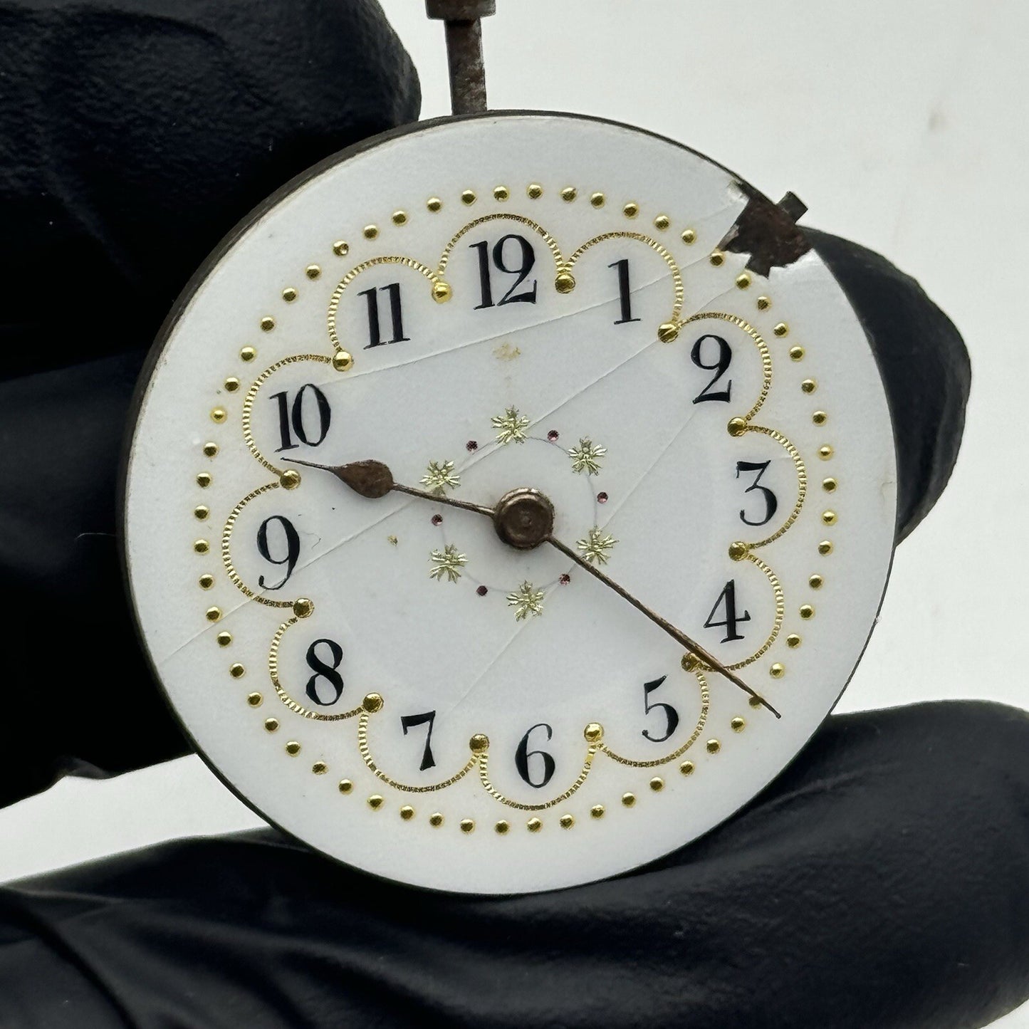 33.2mm Beautiful Patterned Dial Cylinder Pocket Watch Movement FOR PARTS