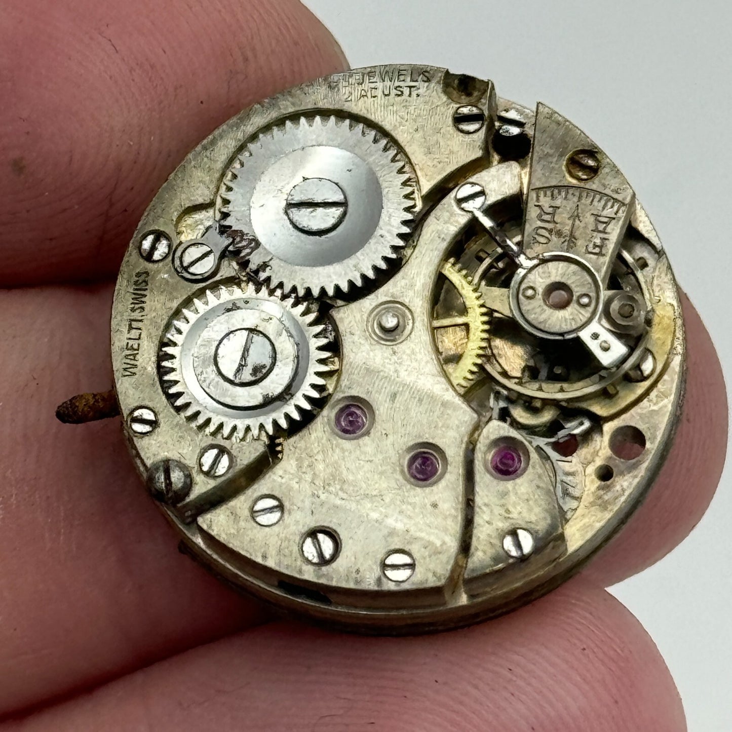 23.6mm Waleti SPG 15 Jewel Manual Wind Watch Movement Swiss Vintage PARTS REPAIR