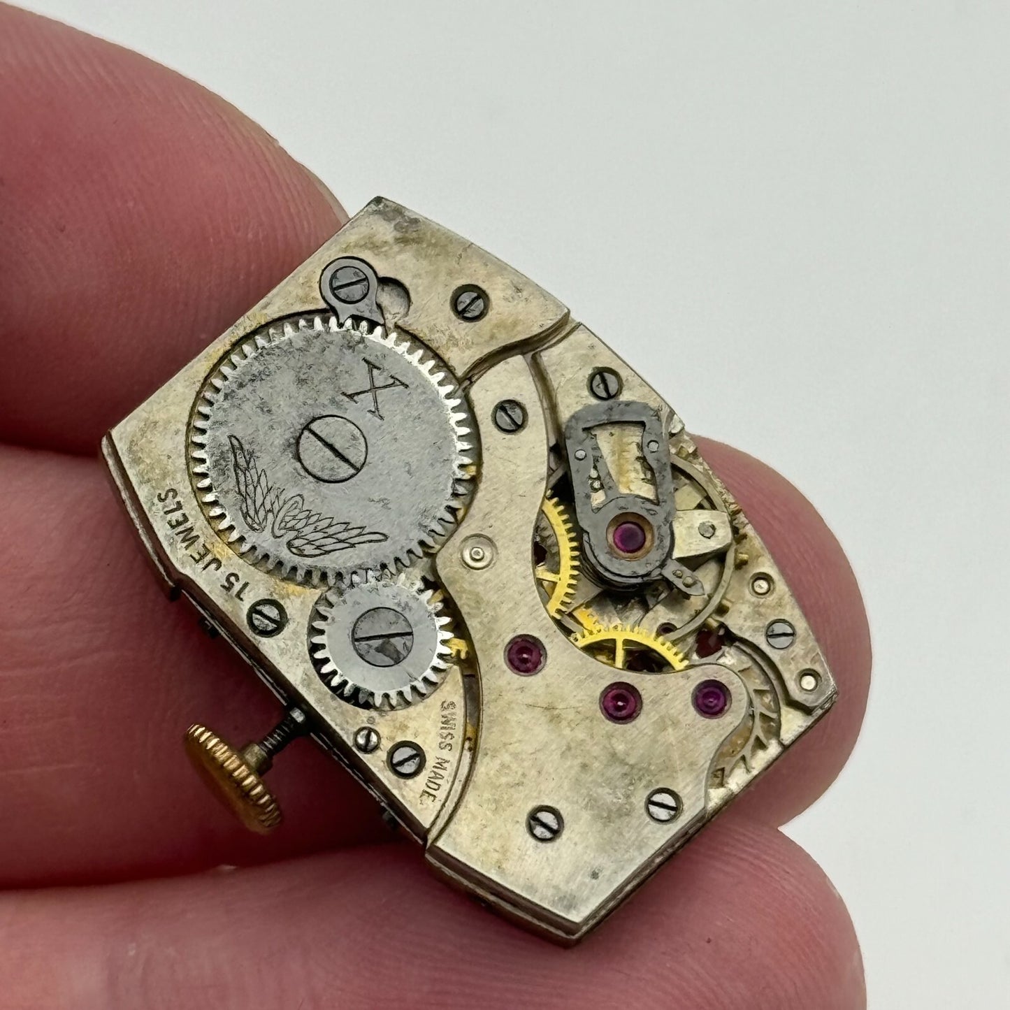 19.2mm Rotary Peseux Tank Watch Movement 15 Jewels Manual Wind 1930s Swiss PARTS