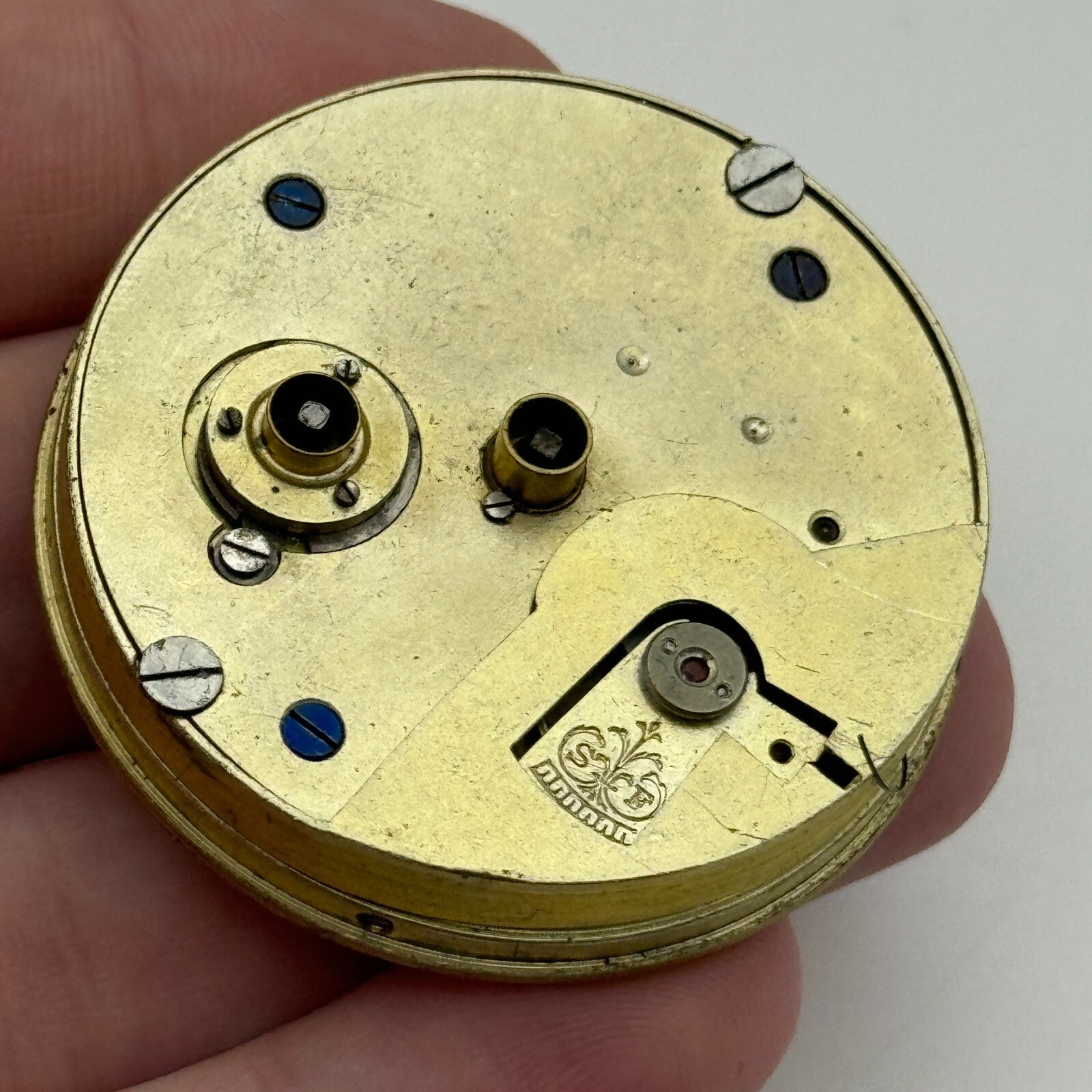 44.7mm Antique Kay Worcester Key Wound Pocket Watch Movement Dial PARTS REPAIR