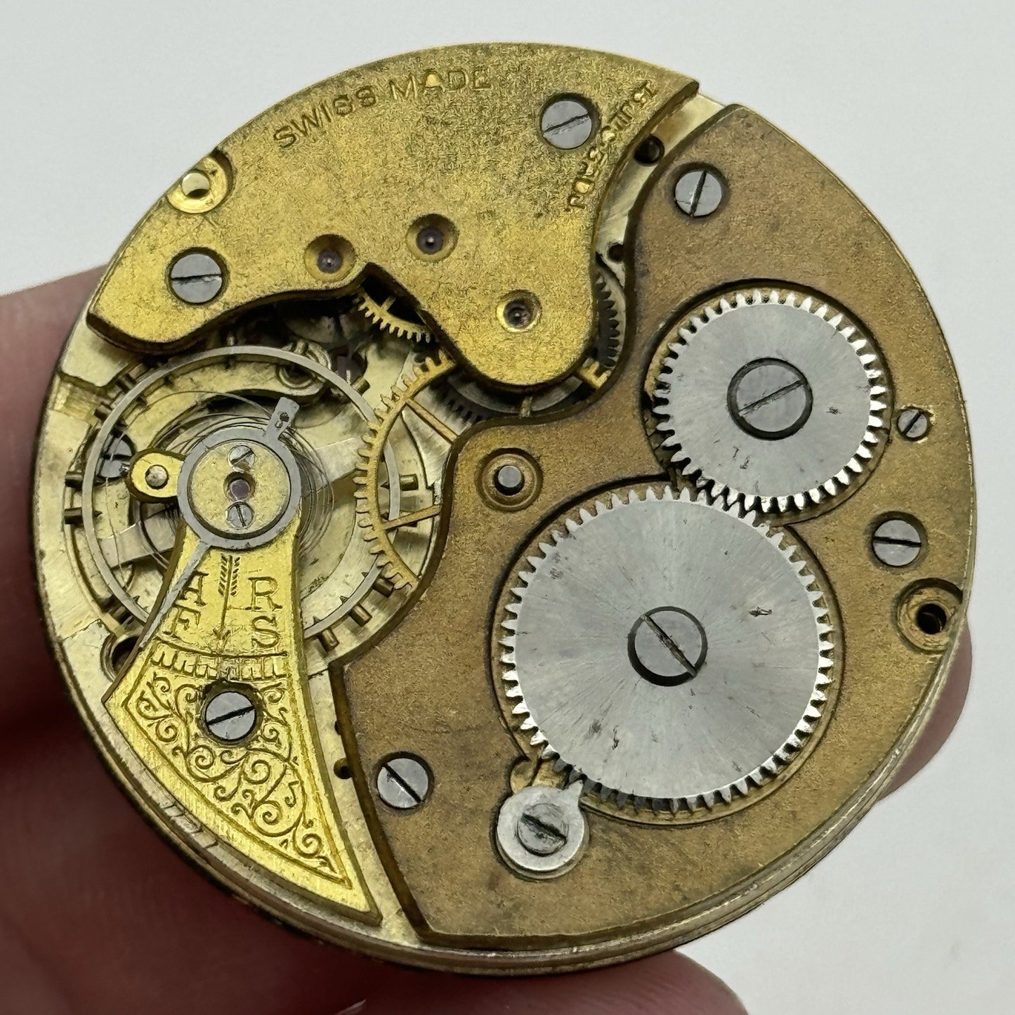 41.7mm Unidentified 15 Jewels Swiss Vintage Pocket Watch Movement PARTS REPAIR