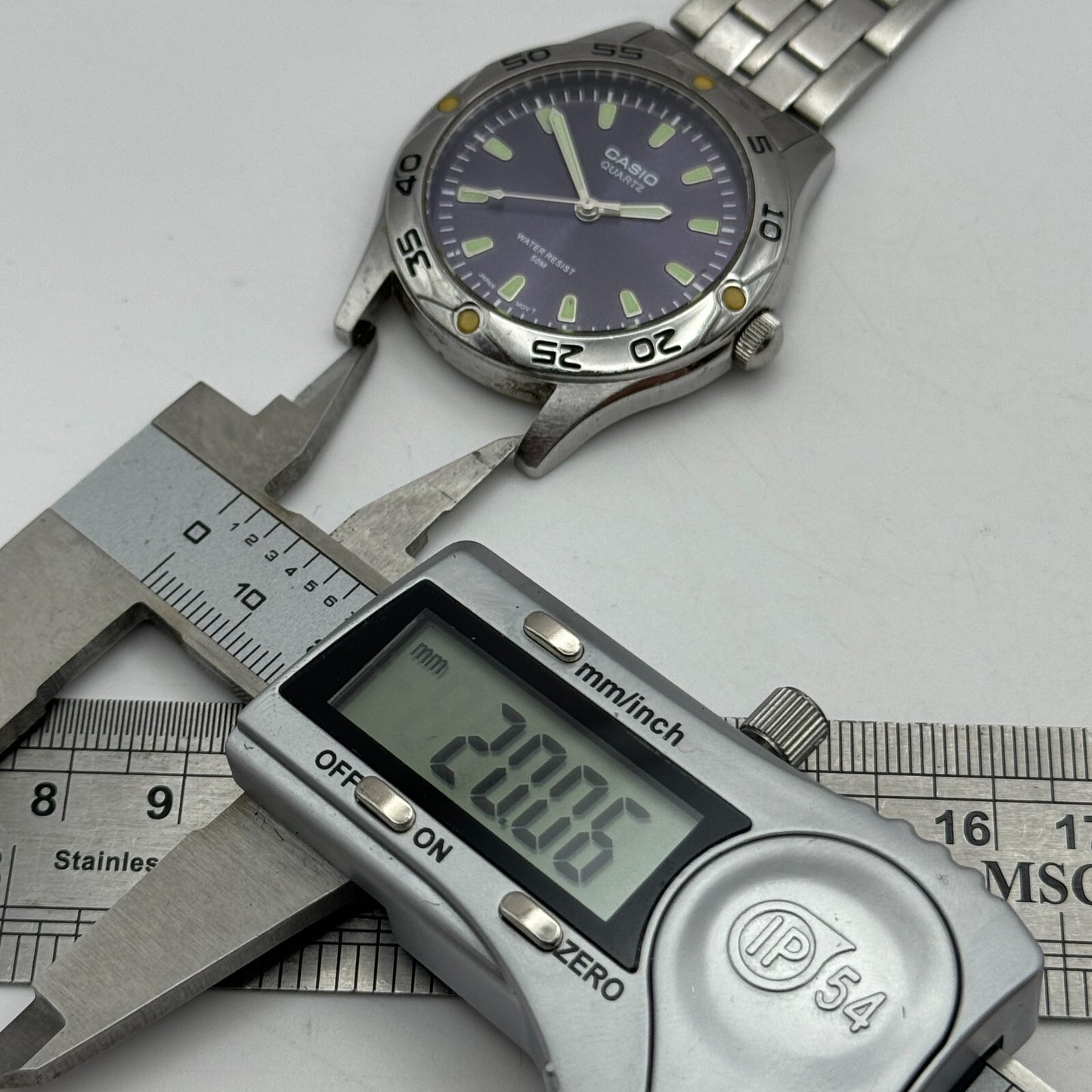 40mm Men’s Working Casio MTP-1243 Water Resist 50M Purple Dial Watch New Battery