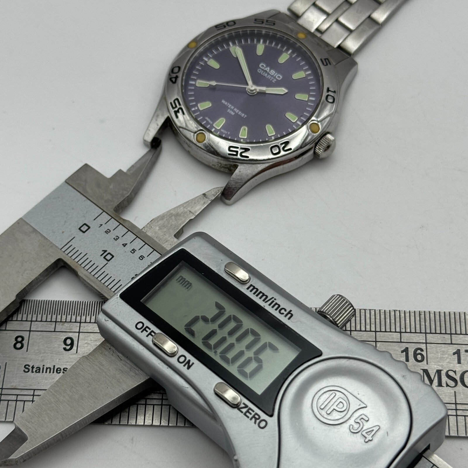 40mm Men’s Working Casio MTP-1243 Water Resist 50M Purple Dial Watch New Battery