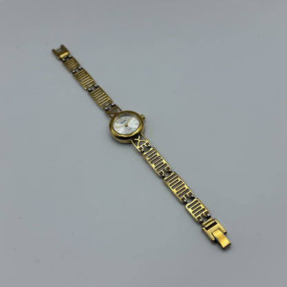 22mm Working Ladies Sekonda Gold Tone Panel Bracelet Quartz Watch 6 Inches