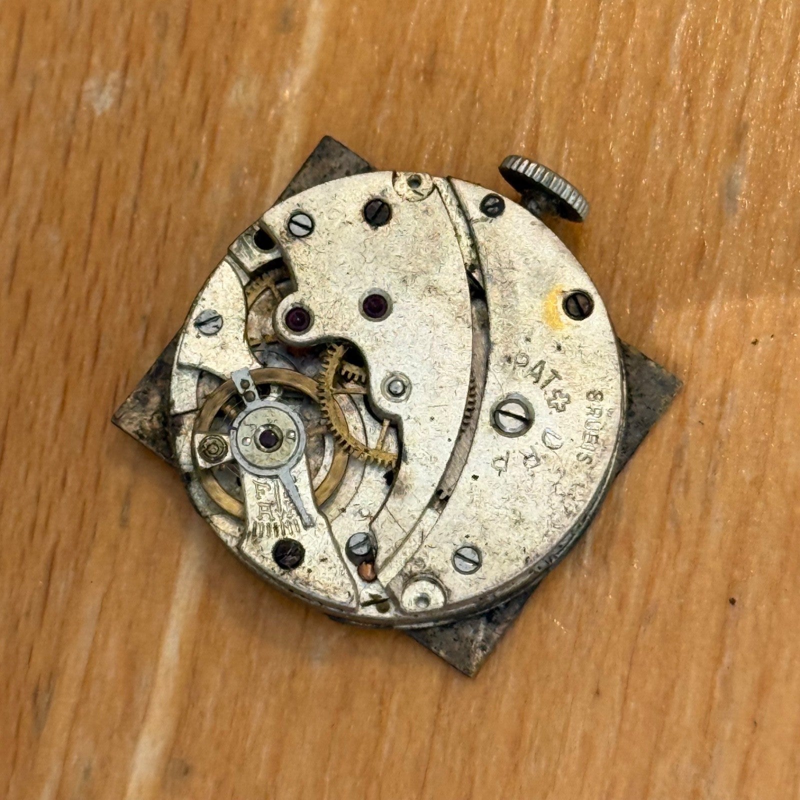 25mm Running Vintage Tank Watch PAT DRP Sub Seconds Manual Wind PARTS / REPAIR