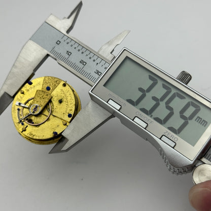 36mm John Bennett Cheapside London Antique Key Wound Pocket Watch Movement PARTS