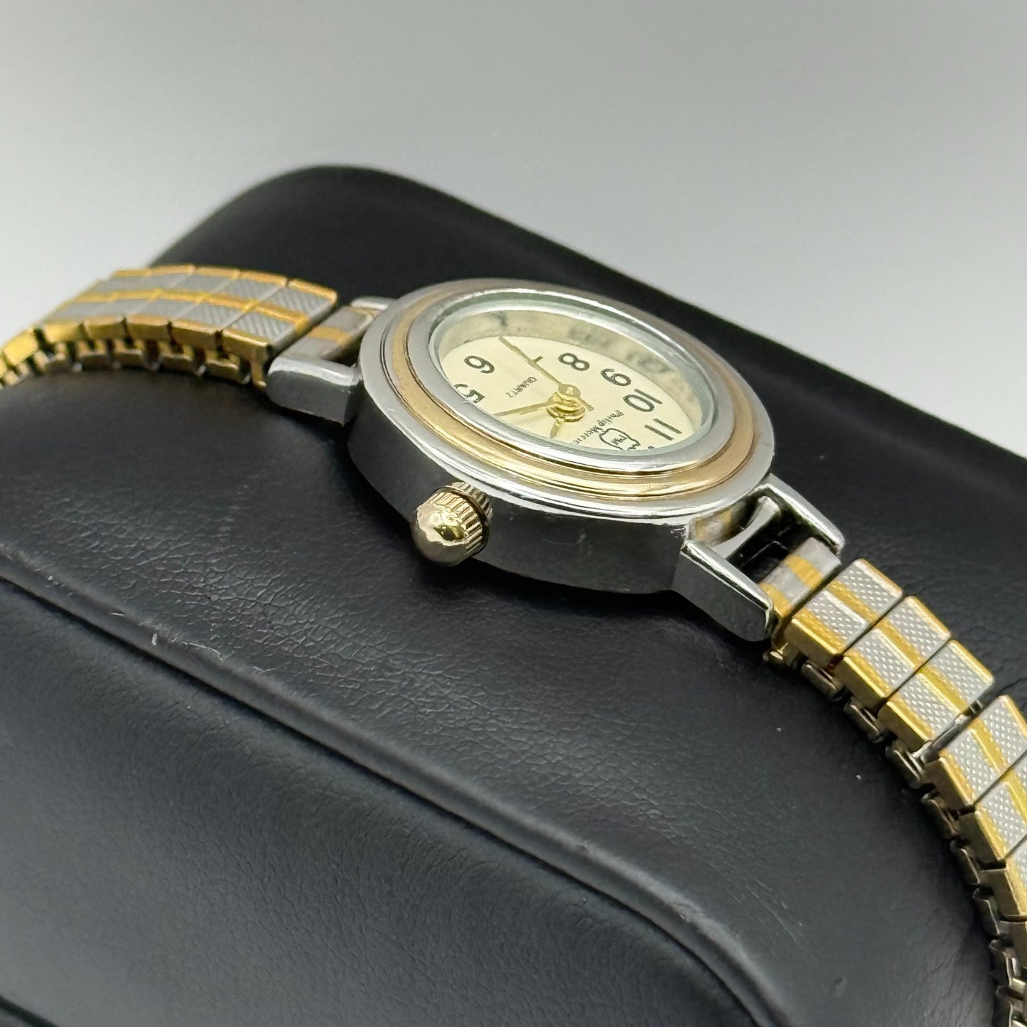 Philip Mercier Ladies Quartz Watch Two Tone Stretch Band Working 19mm