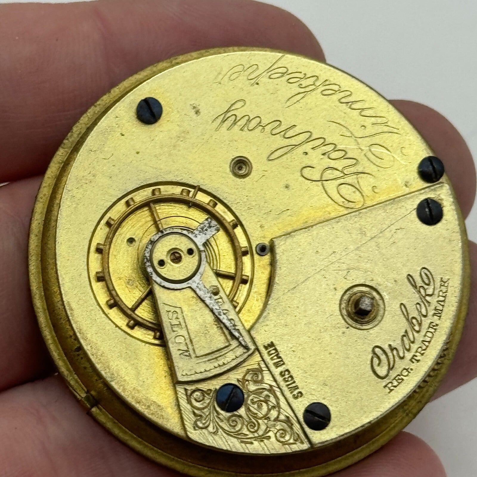47.6mm Antique Railway Timekeeper Key Wound Pocket Watch Movement PARTS REPAIR