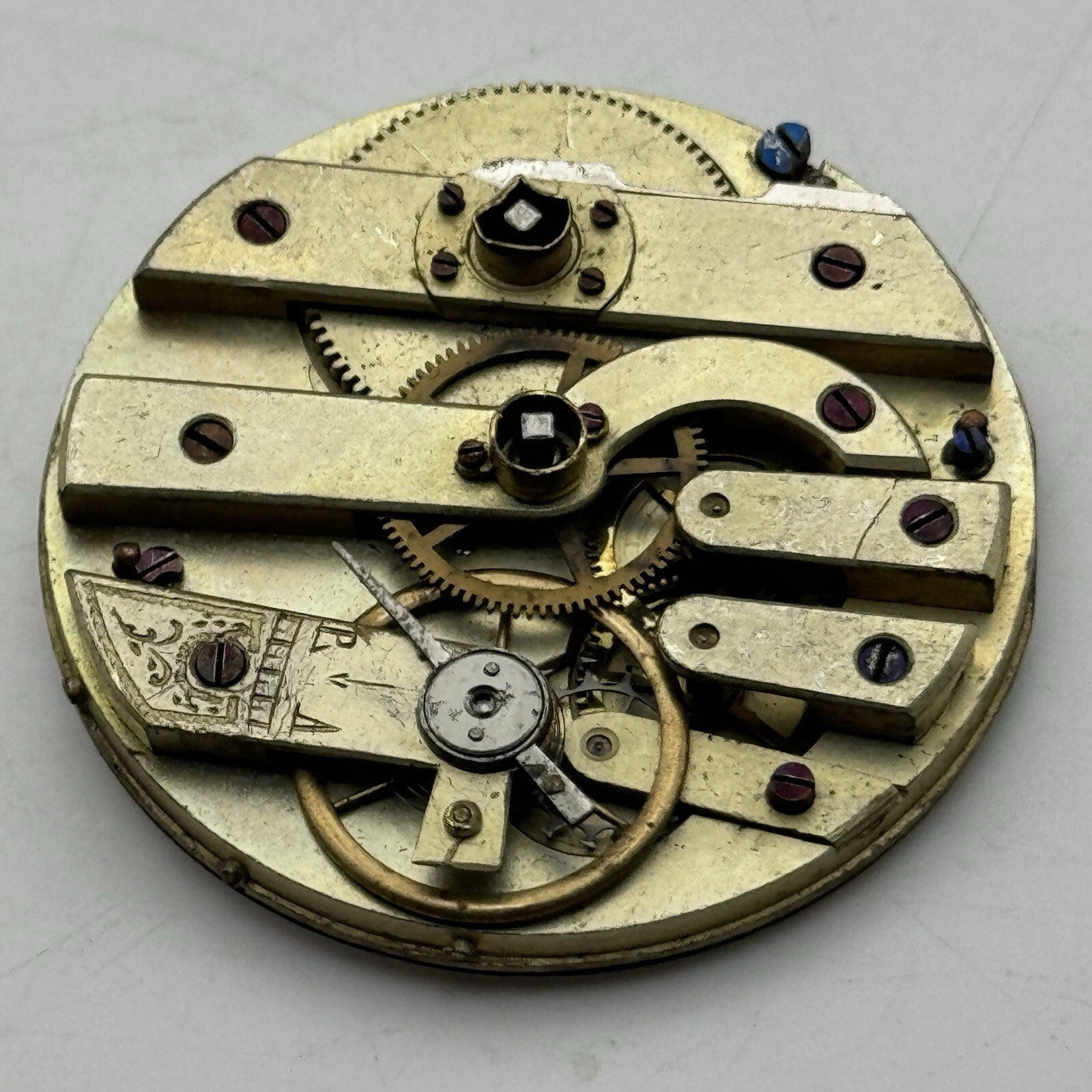 40.8mm Antique Key Wound Beautiful Dial Pocket Watch Movement FOR PARTS