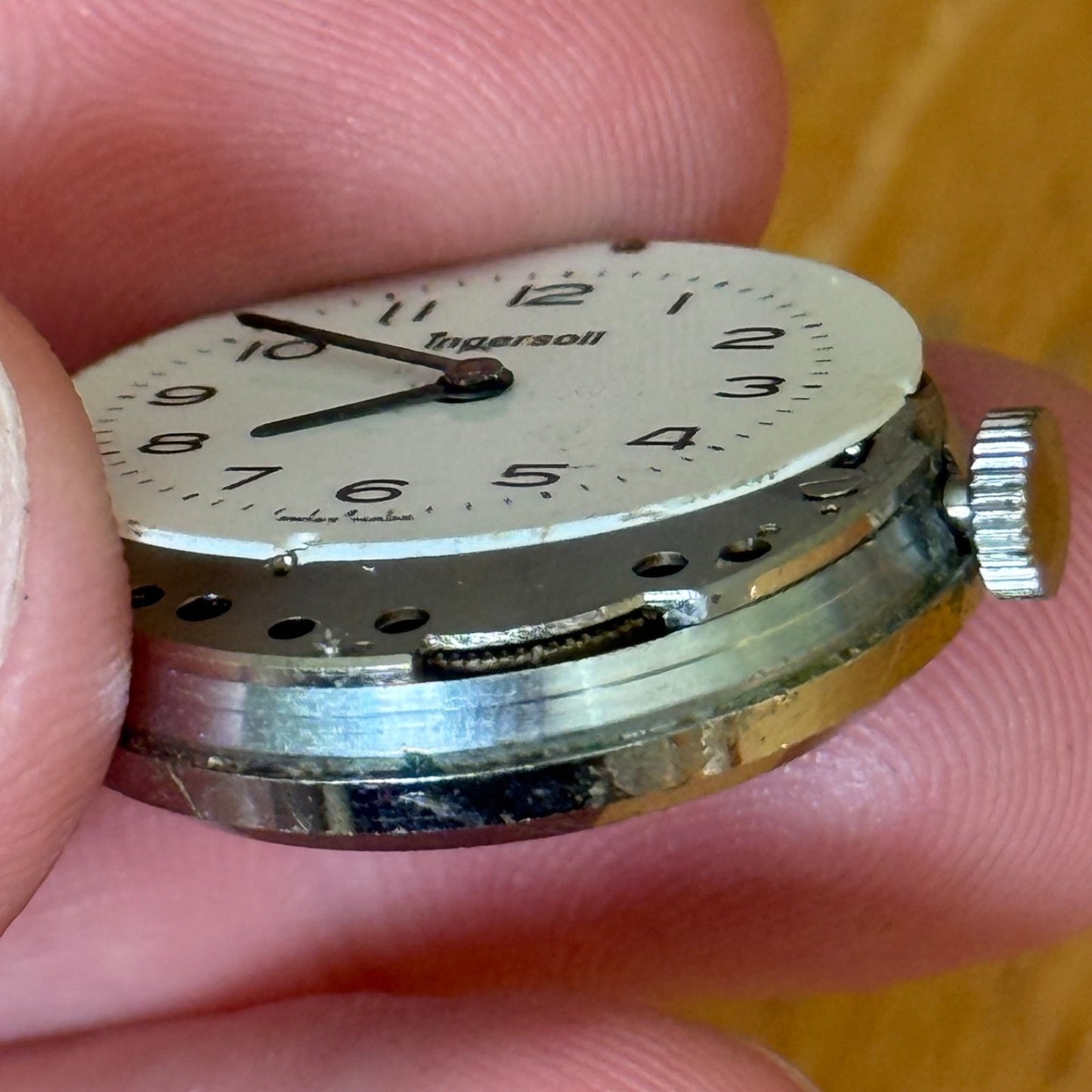 25mm Running Vintage Ingersoll White Dial Swiss Manual Wind Watch PARTS / REPAIR