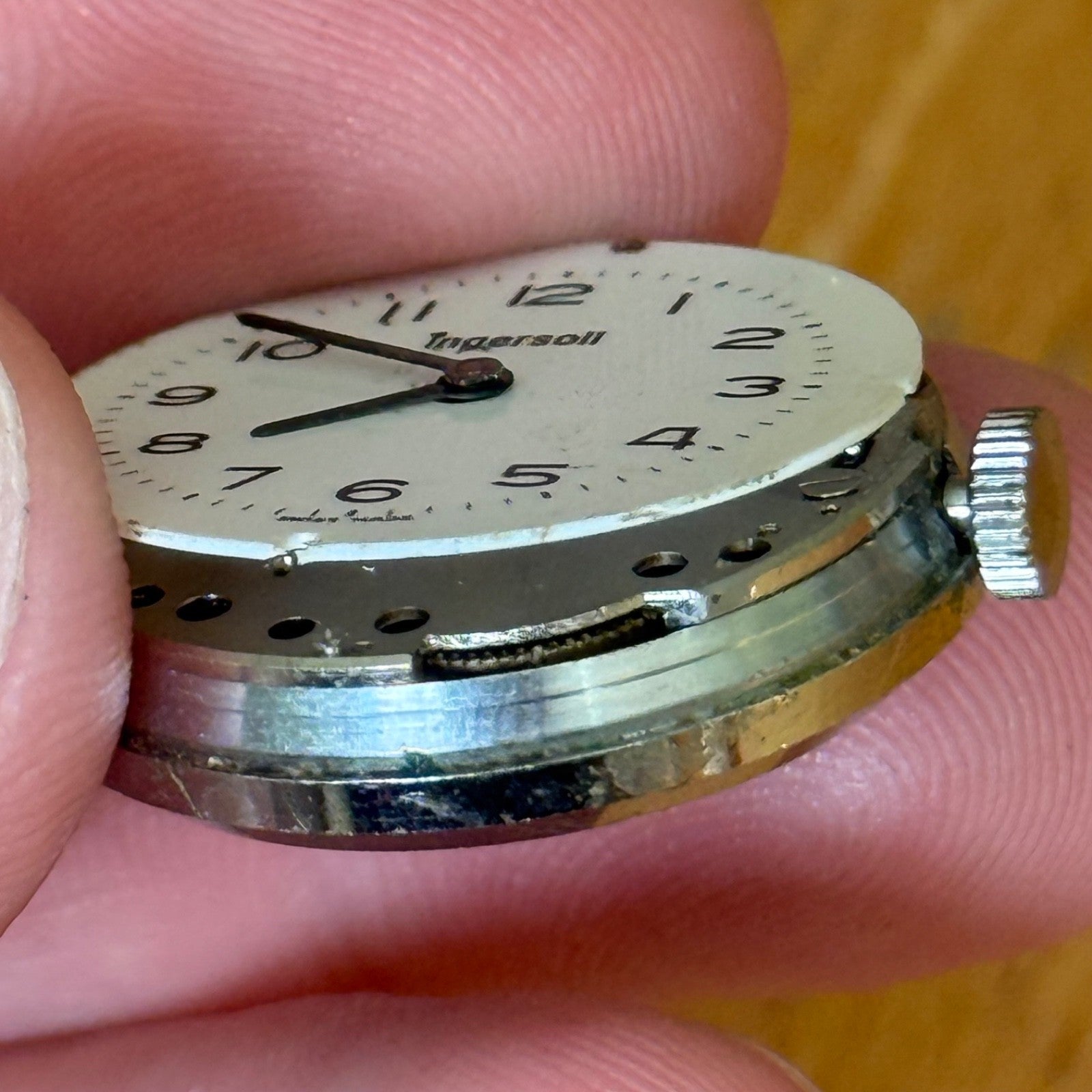 25mm Running Vintage Ingersoll White Dial Swiss Manual Wind Watch PARTS / REPAIR