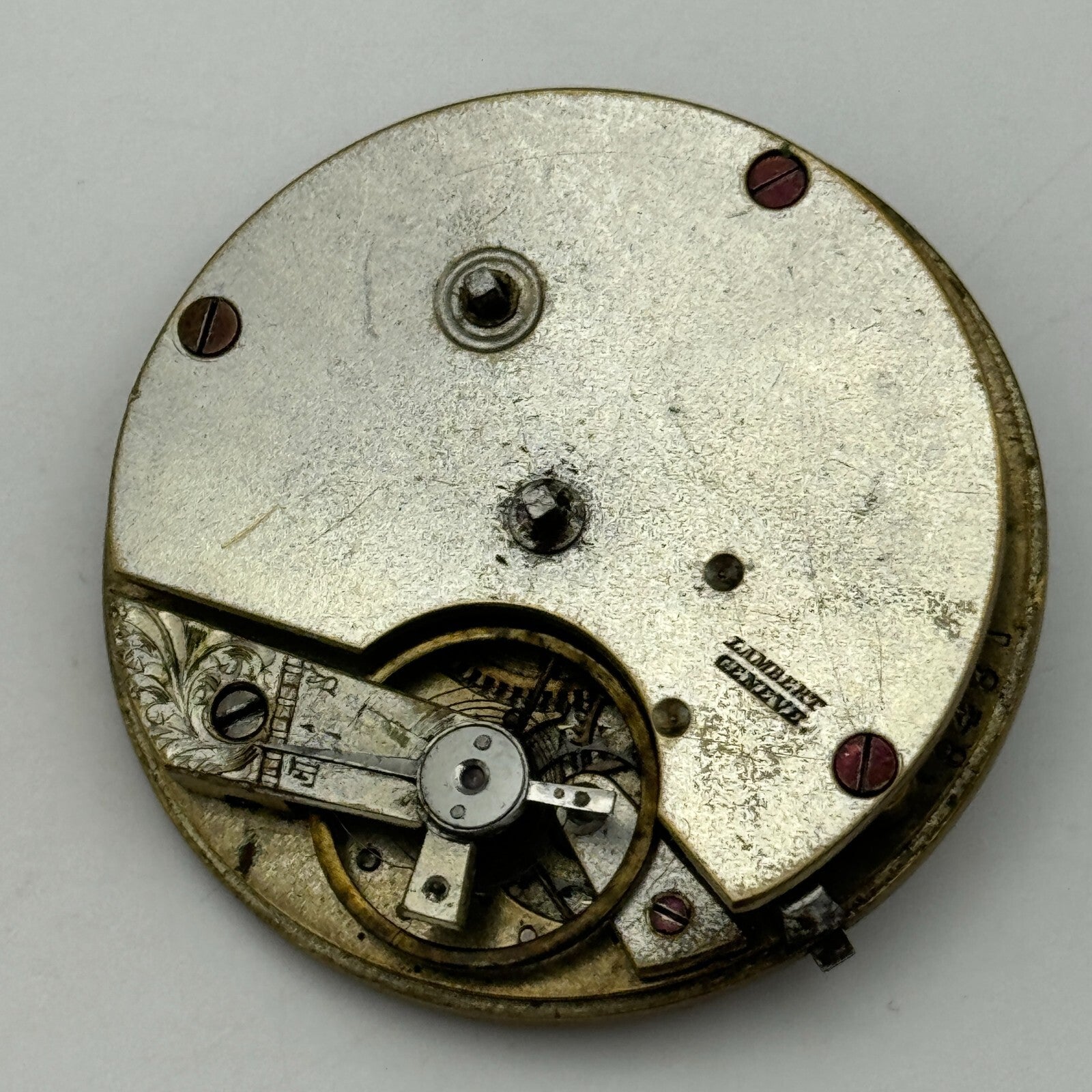 40.7mm Antique Lambert Geneve Balance Intact Key Wound Pocket Watch Movement