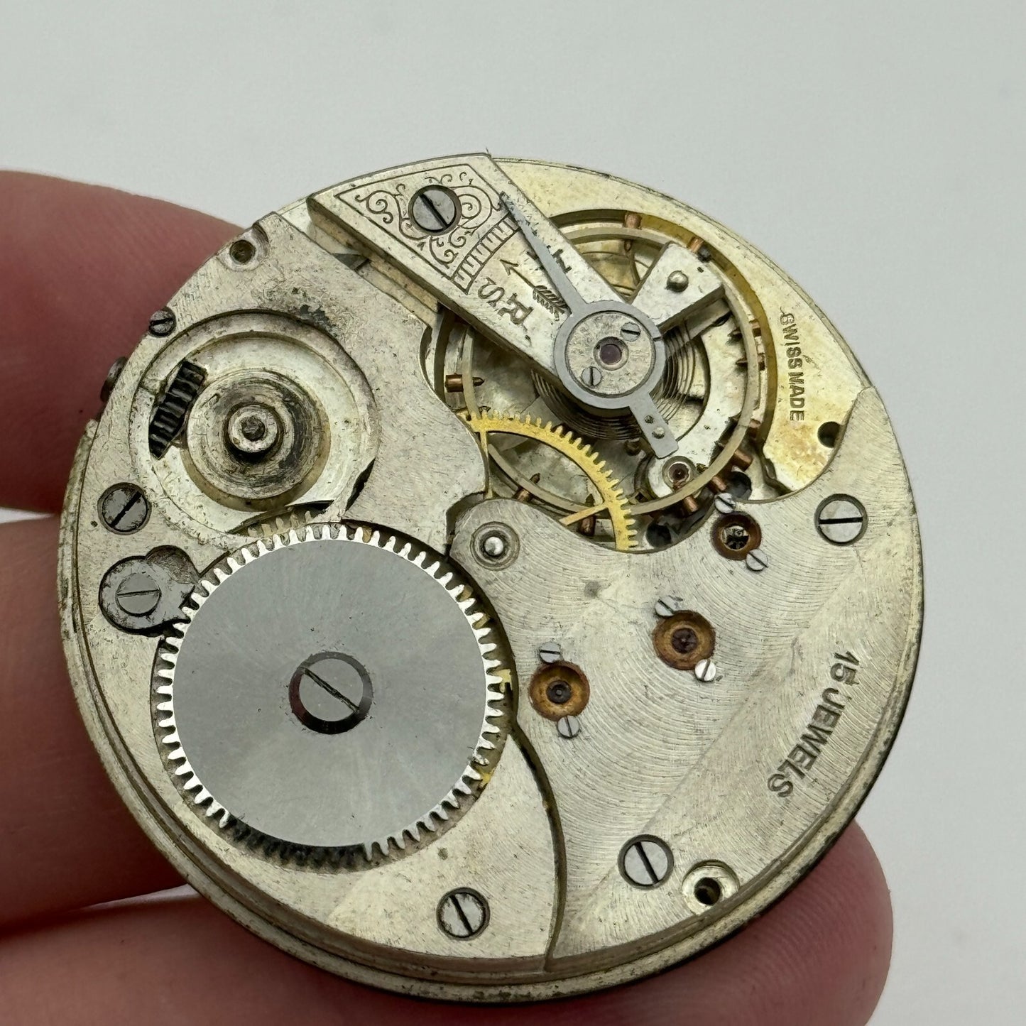 43.1mm Vintage Open Face Swiss Made Pocket Watch Movement PARTS REPAIR SPARES