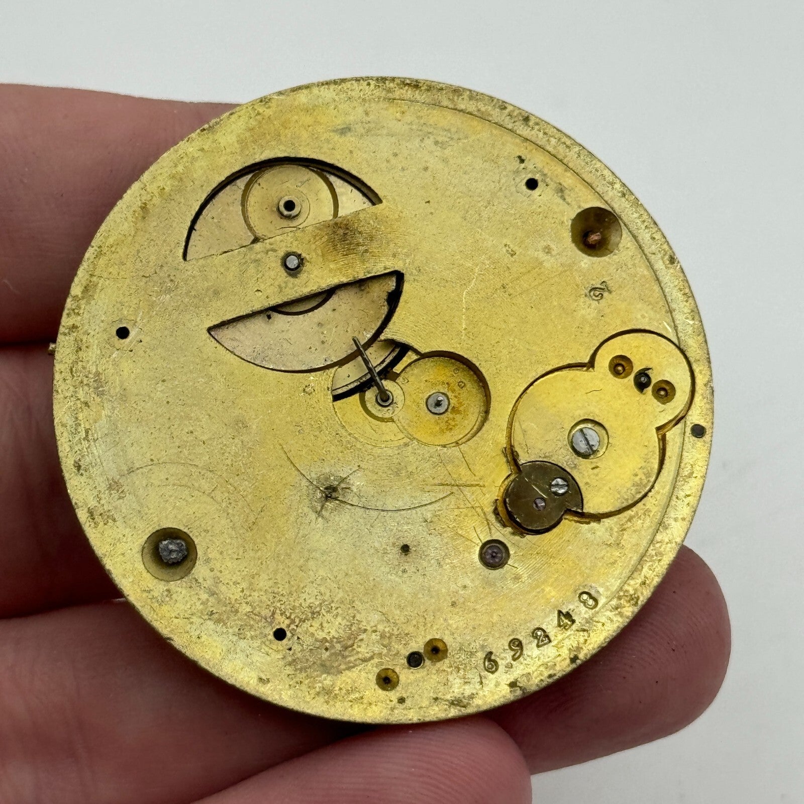 47.6mm Antique Muret Geneve Key Wound Pocket Watch Movement PARTS REPAIR SPARES