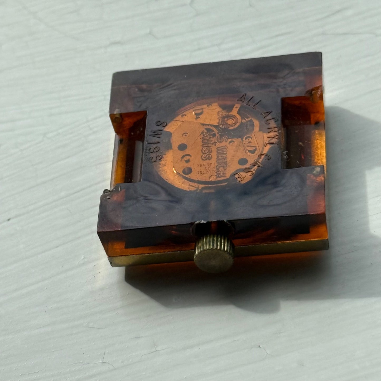 32mm Vintage Square Lucerne Acrylic Case EB 8461 Manual Wind Swiss Watch - PARTS