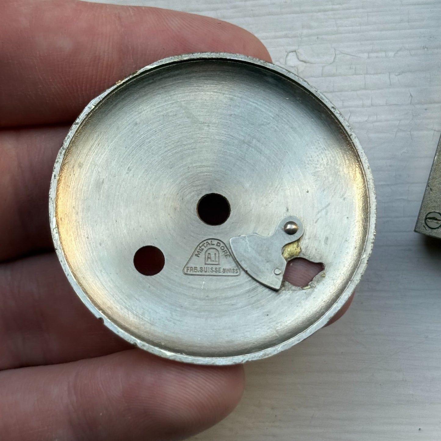 Vintage 8-Day Clock Square Unusual Metal Dore Fab Suisse 6 Jewels To Repair