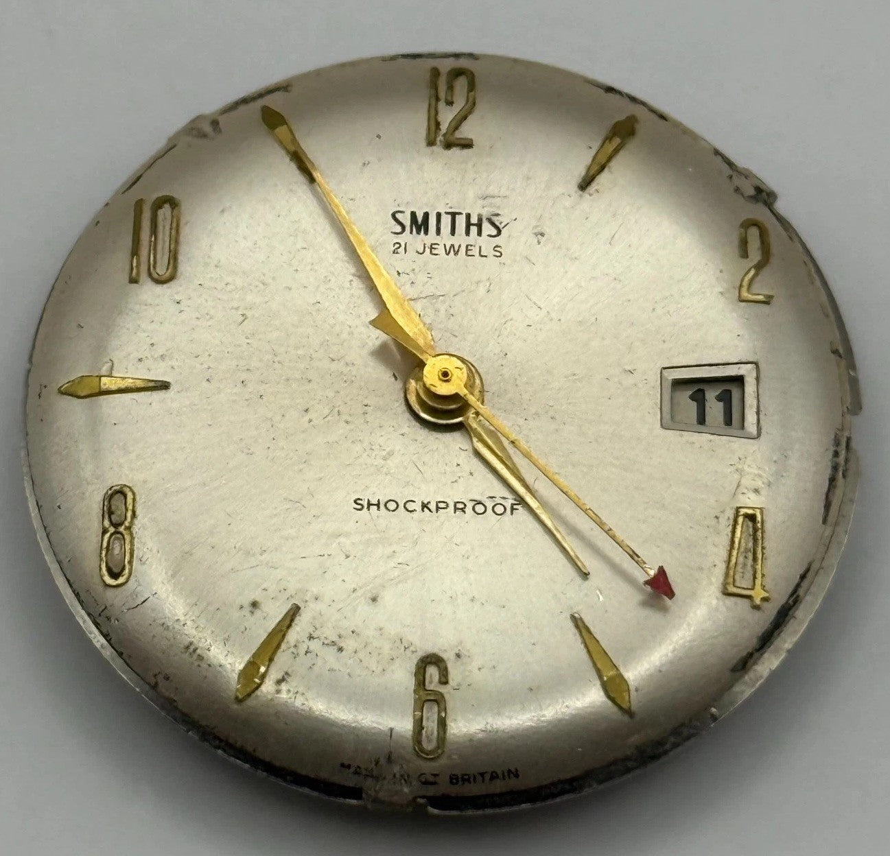 Smiths Shockproof Date 5T65 Watch Movement Manual Wind Vintage Parts Repair 23mm