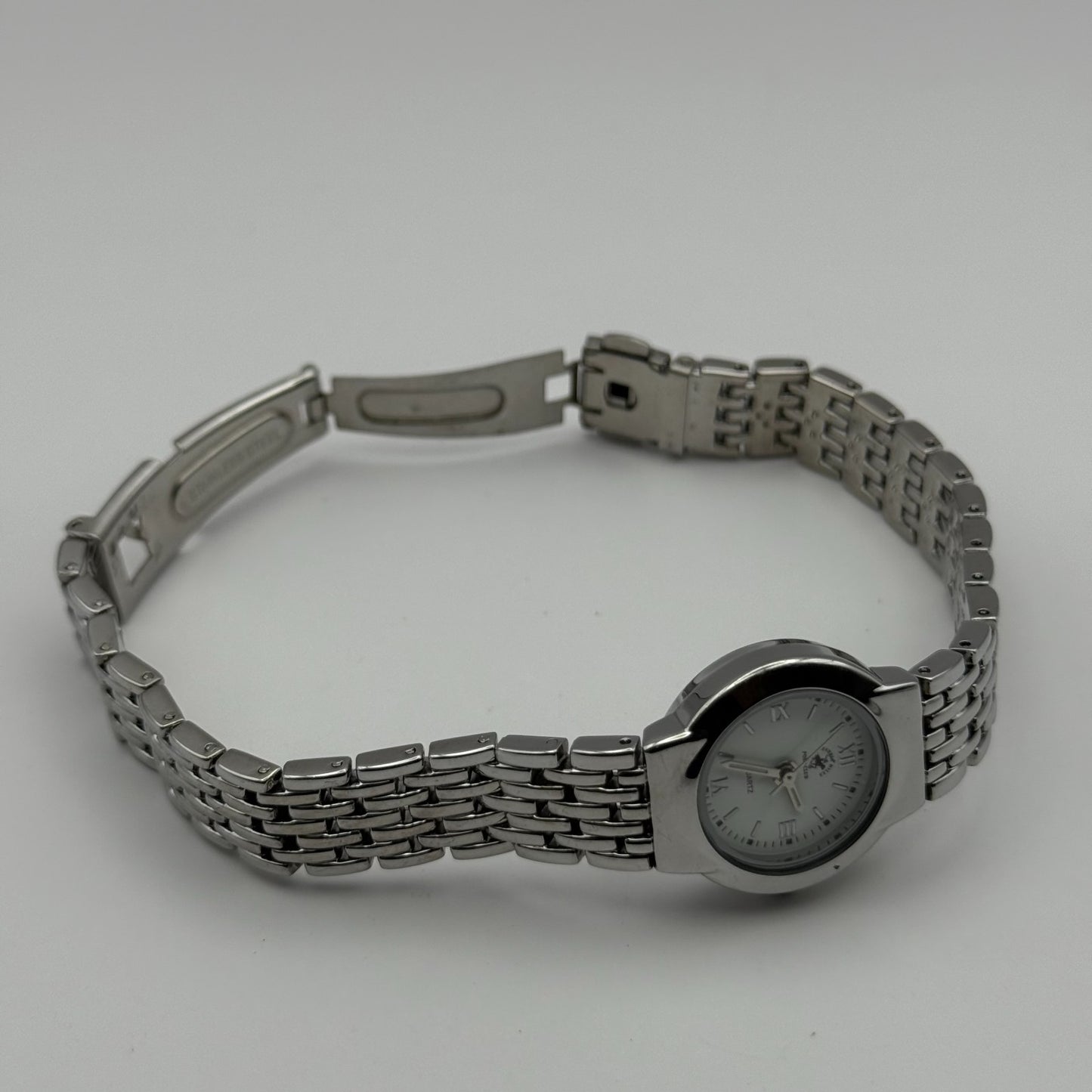 Beverly Hills Polo Club Ladies Quartz Watch Silver Tone Bracelet Working 23mm