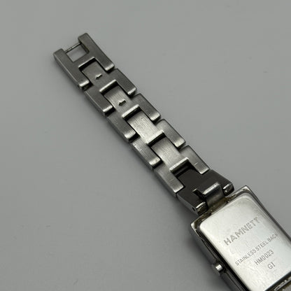 Working Hamnett Ladies Silver Tone Black Dial 19mm Quartz Watch New Battery