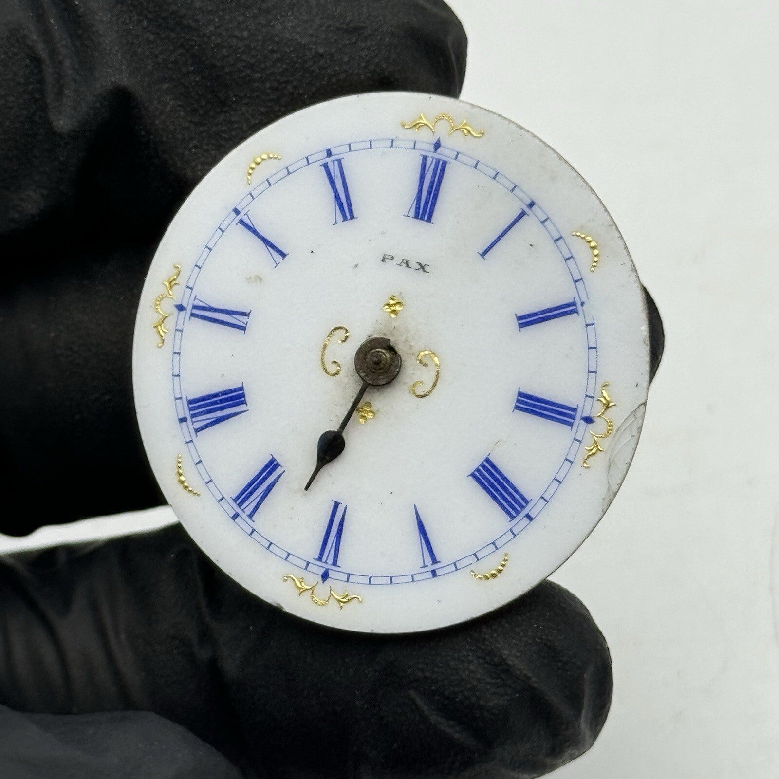 34.2mm PAX Beautiful Porcelain Dial Pocket Fob Watch Movement FOR PARTS Repair