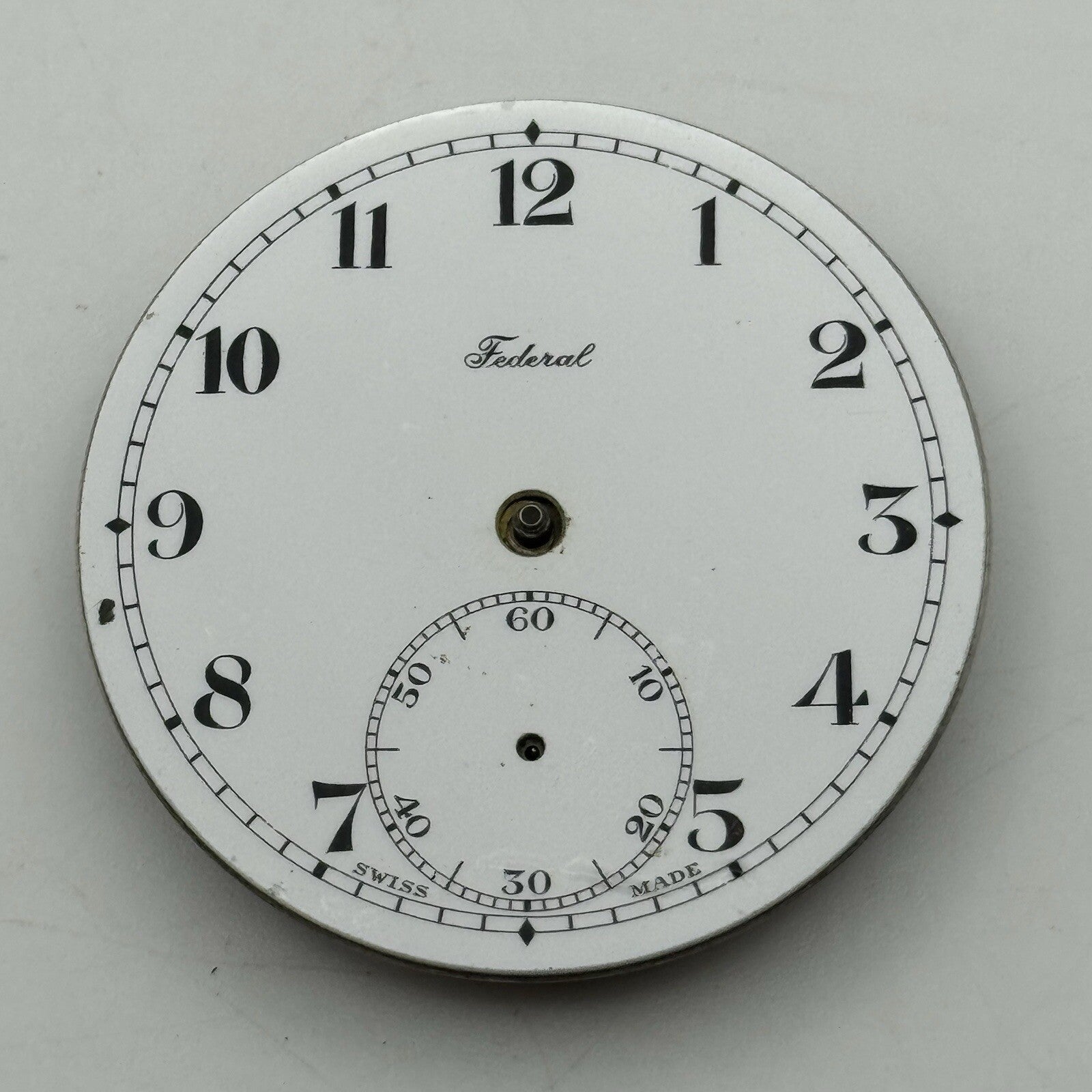 42.9mm Manual Wind Federal Porcelain Dial Pocket Watch Movement FOR PARTS