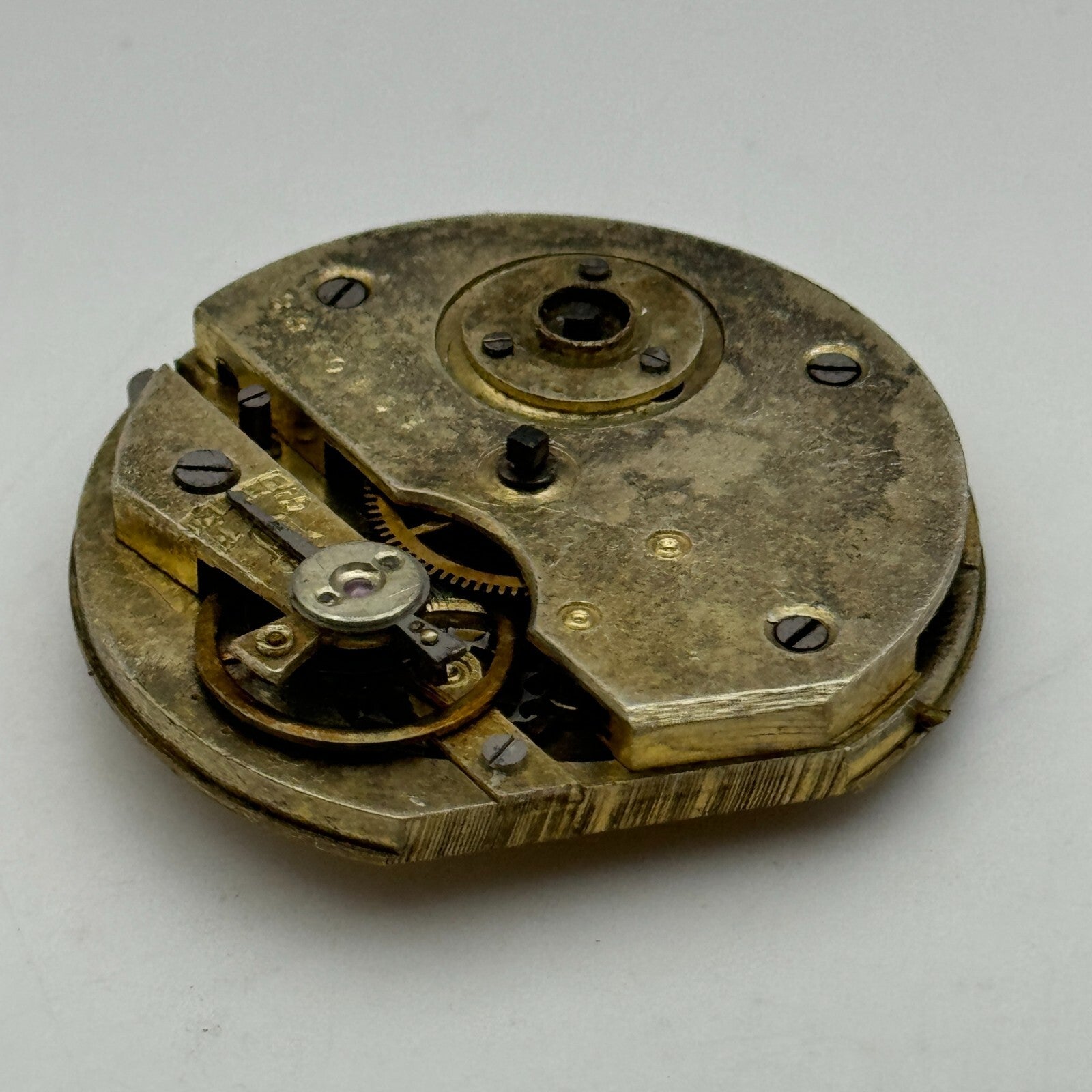 35.9mm Antique Interesting Key Wound Pocket Watch Movement PARTS REPAIR SPARES