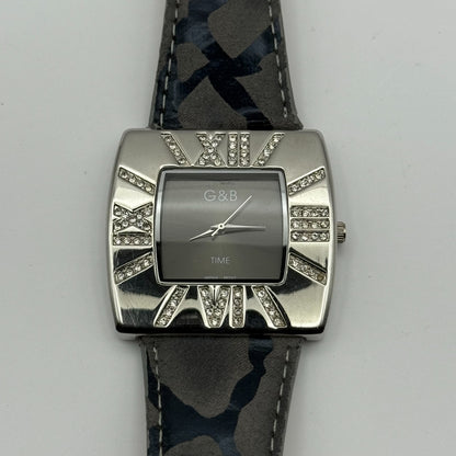 G&B Time Fashion Ladies Quartz Watch Crystal Accents Leather Strap Working 42mm