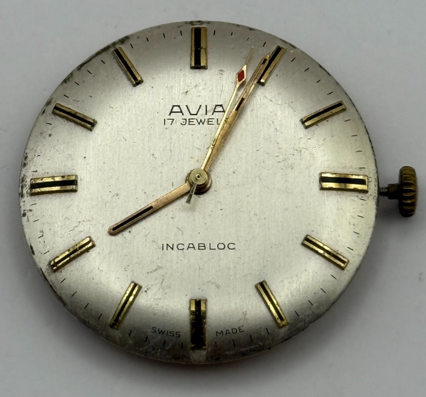 FHF ST 96 Pointer Watch Movement Running Avia Manual Wind Vintage Parts 25.9mm