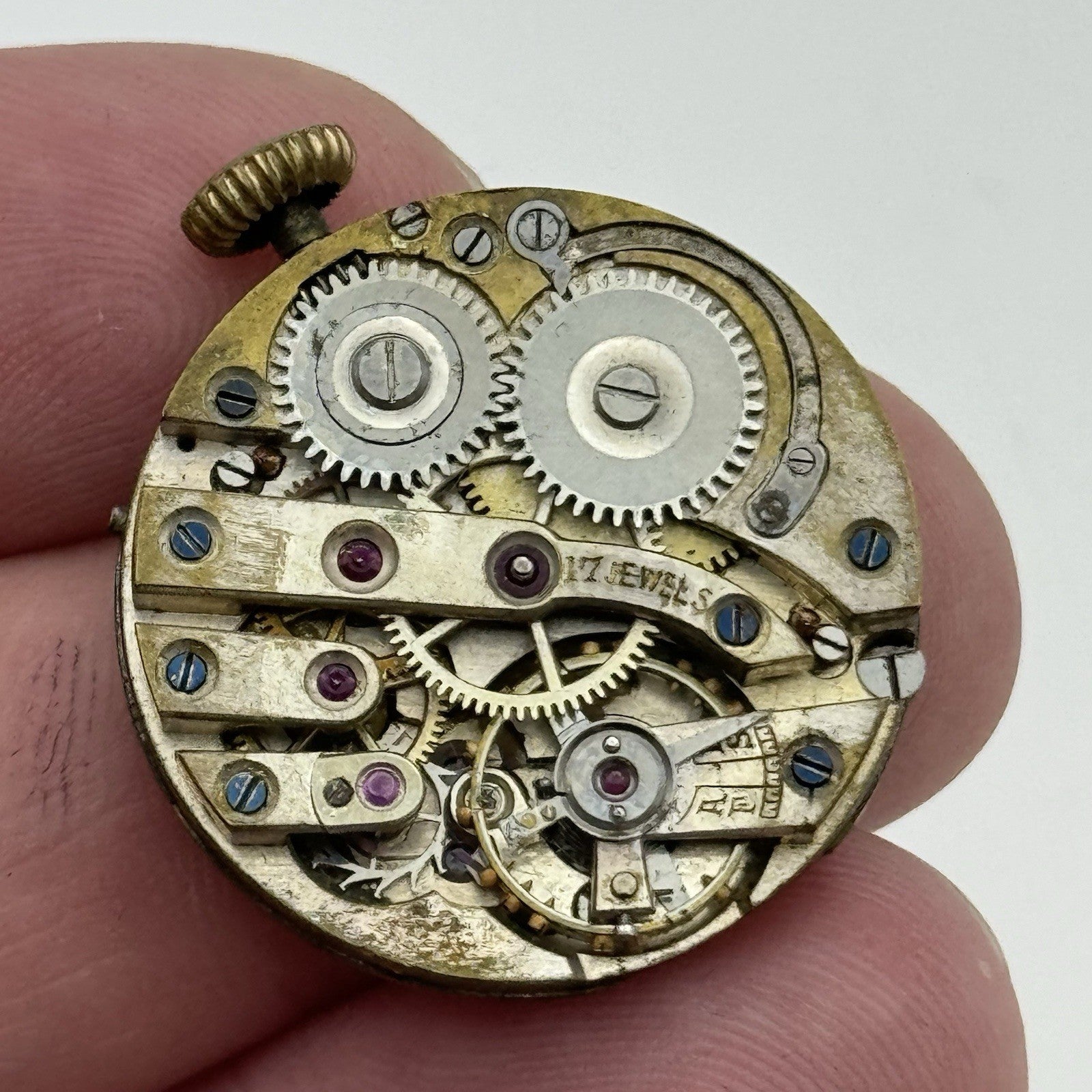 24.9mm Unidentified High Grade 17 Jewels Trench Watch Movement Manual Wind PARTS