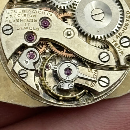 24mm RUNNING Gruen Precision 115 Curved Art Deco Tank Watch Vintage TO RESTORE