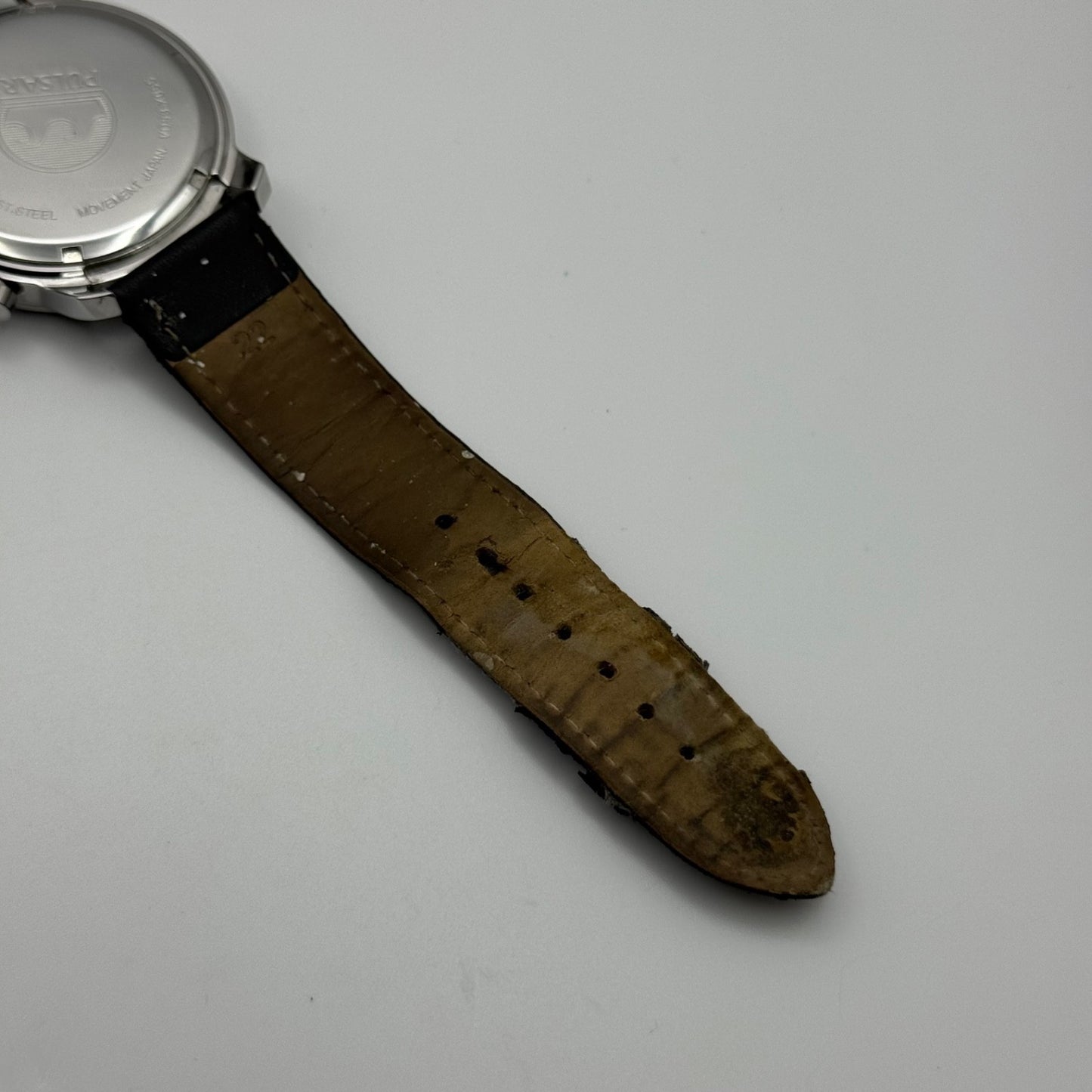 Pulsar Chronograph 100M Watch Men's Quartz VD53-X055 Working 43mm Japan Steel