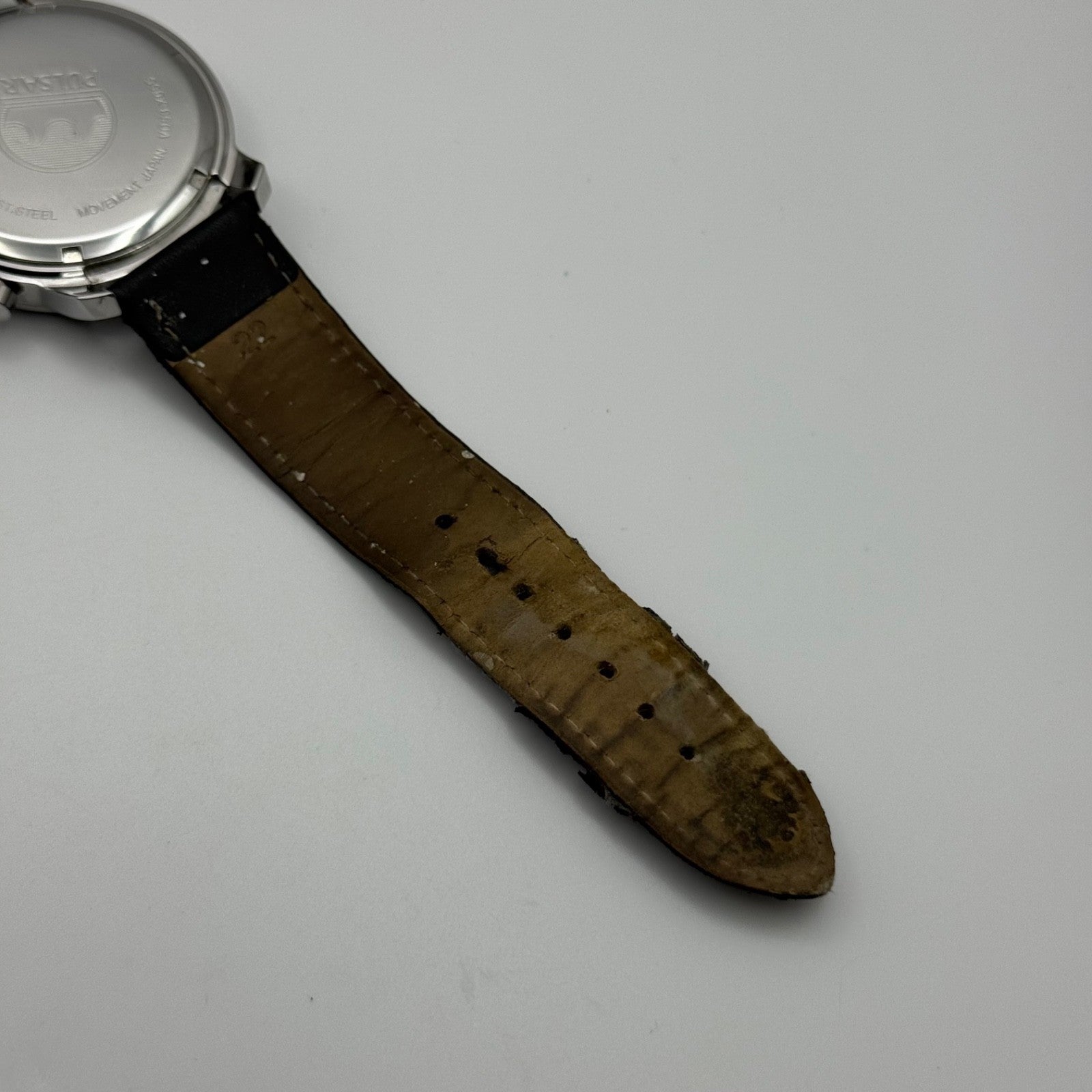 Pulsar Chronograph 100M Watch Men's Quartz VD53-X055 Working 43mm Japan Steel