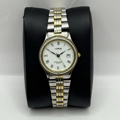 26mm Working Ladies Lorus V782-X113 Two Tone Date Dial Quartz Watch 6 Inches