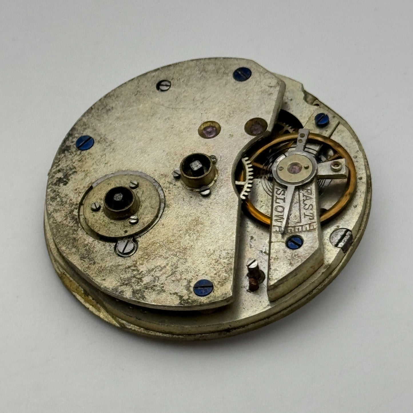 43.2mm Antique Key Wound Balance Intact Pocket Watch Movement Dial Hands PARTS