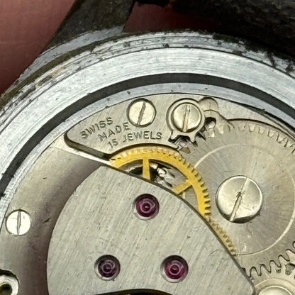 32mm Mens Vintage Avia 15 Jewels FHF 28 Pointer Seconds Hand Swiss Watch PARTS